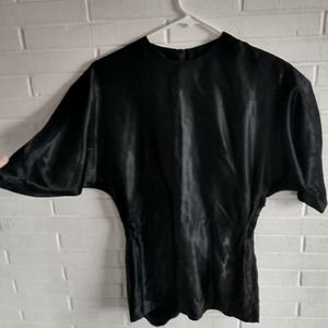 Vintage black satin silk party top XS or S